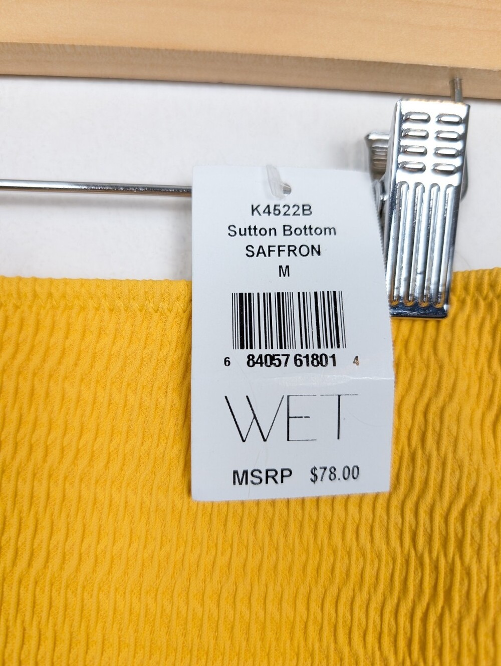 WET Swimwear Sutton Swim Bottom M Saffron Yellow High Rise Bikini Bottom NWT - Picture 6 of 6